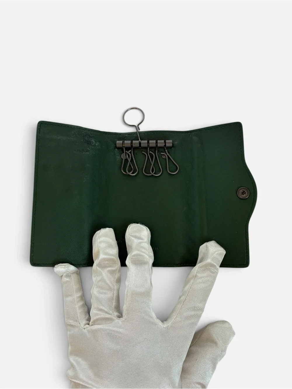 Bottega Veneta Dark Green Intrecciato Leather Key & Card Holder